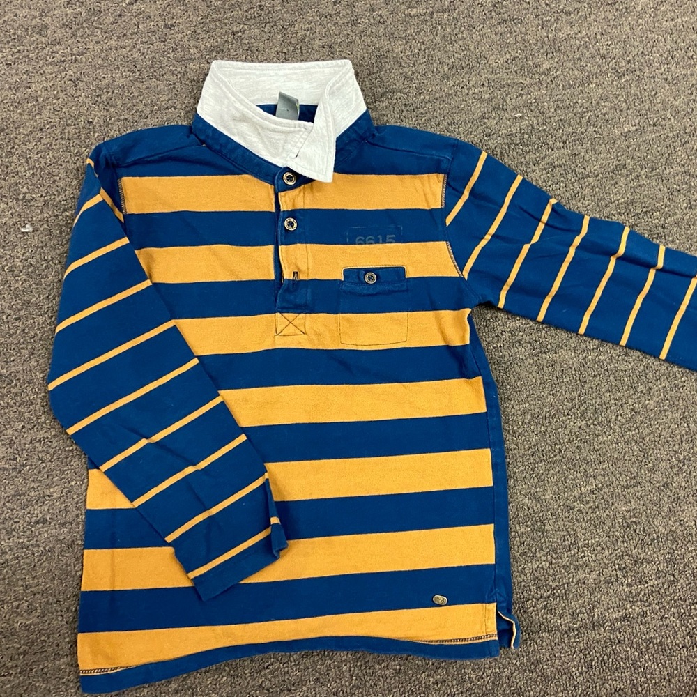 Petit Lem Size 6 Long Sleeve Gold/ Blue Polo rugby - NWOT.